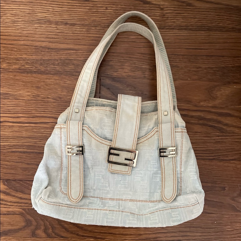 Fendi Zucca Denim Shoulder Bag